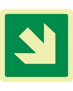 Fotoluminescerende sticker met schuine groene pijl ISO 7010