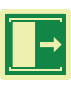 Fotoluminescerende sticker met pictogram nooduitgang schuifdeur rechts ISO 7010 