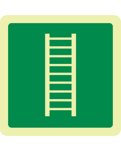 Fotoluminescerende sticker met pictogram vluchtladder ISO 7010