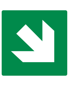 Sticker met pictogram pijl diagonaal groen ISO 7010