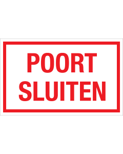 Sticker Poort Sluiten - tekststicker met rode tekst
