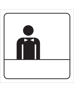 Witte sticker met pictogram voor het aanduiden van de receptie