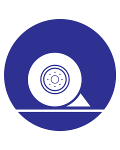 Blauwe sticker met pictogram om aan te duiden dat het plaatsen van remblokken verplicht is