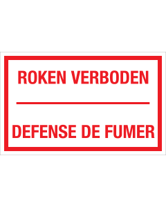 Sticker Roken Verboden - 2 talen NL en FR - tekststicker met rode tekst