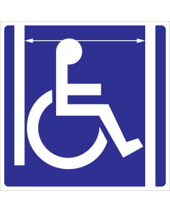 Blauwe sticker met pictogram voor aanduiden lift voor mindervaliden