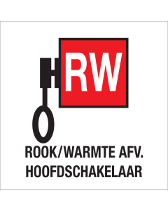 Sticker met pictogram voor het aanduiden van de hoofdschakelaar voor rook en warmte afvoer