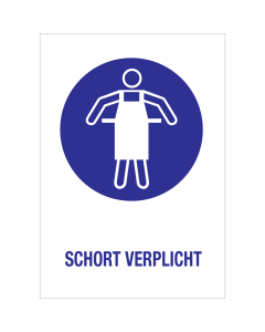Sticker met pictogram en tekst om aan te duiden dat het dragen van een schort verplicht is - ISO7010 - M026