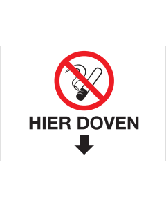 Sticker met pictogram en tekst Hier doven