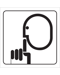 Witte sticker met pictogram om een stilte ruimte aan te duiden
