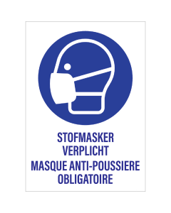 Sticker met pictogram en tekst om aan te duiden dat een mondmasker verplicht is - ISO7010 - M016