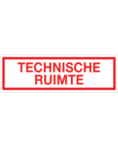 Sticker Technische Ruimte - tekststicker met rode tekst