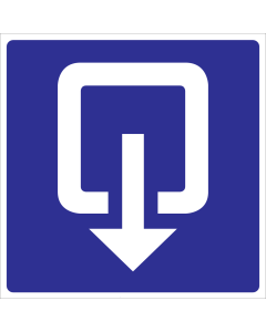 Blauwe sticker met pictogram voor het aanduiden van de uitgang