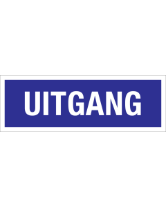 Sticker uitgang - blauw met witte tekst