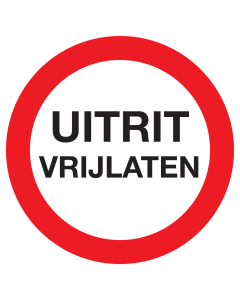 Sticker met tekst Uitrit vrijlaten