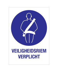Sticker met pictogram en tekst om aan te duiden dat het dragen van de veiligheidsriem verplicht is