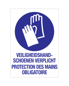 Sticker Veiligheidshandschoenen verplicht met tekst NL/FR volgens ISO7010