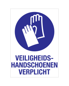 Sticker met pictogram en tekst om aan te duiden dat het dragen van veiligheidshandschoenen verplicht is - ISO7010 - M009