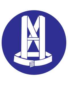 Blauwe sticker met pictogram om aan te duiden dat een veiligheidsgordel verplicht is