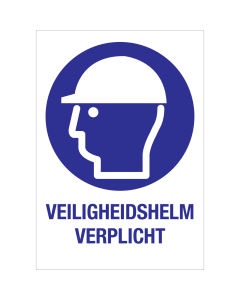 Sticker met pictogram en tekst om aan te duiden dat het dragen van een veiligheidshelm verplicht is - ISO7010 - M014