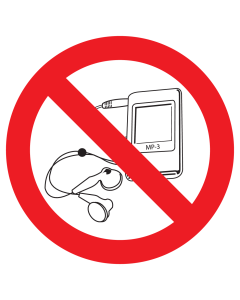 Sticker met pictogram verboden om oortjes te gebruiken