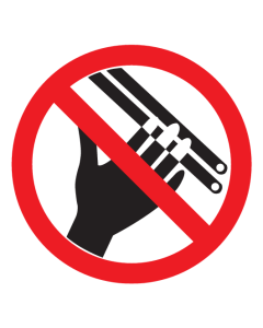 Sticker met pictogram Verboden hand in te steken