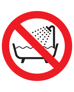 Sticker met pictogram Gebruiken apparaat in bad of douche verboden