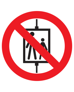Sticker met pictogram Bij brand lift verboden