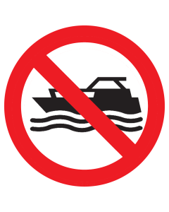 Sticker met pictogram Mechanisch aangedreven vaartuigen verboden ISO7010 - P056