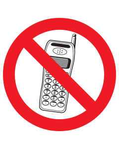 Sticker met pictogram mobiele telefoon verboden