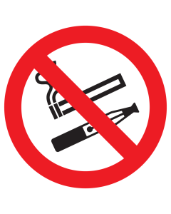 Sticker met pictogram roken en e-sigaret verboden