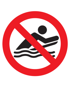 Sticker met pictogram Bodyboarden verboden ISO7010 - P063