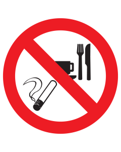 Sticker met pictogram Roken, eten en drinken verboden