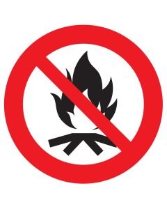Sticker met pictogram Kampvuur verboden ISO7010 - P045