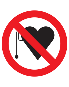Sticker met pictogram Pacemakers verboden