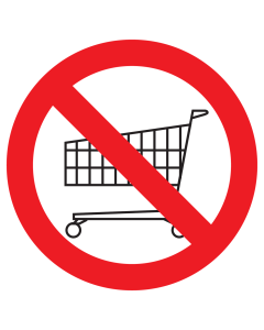 Sticker met pictogram Winkelwagens verboden
