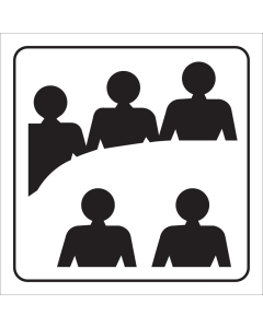 Witte sticker met pictogram voor het aanduiden van een vergaderruimte