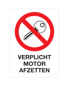 Sticker met pictogram Verplicht motor afzetten