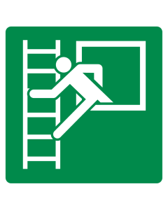 Sticker met pictogram vluchtladder en raam ISO 7010