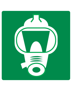 Sticker met pictogram vluchtmasker