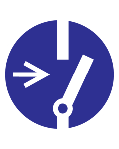 Blauwe sticker met pictogram om vrijschakelen bij onderhoud aan te duiden - ISO7010 - M021