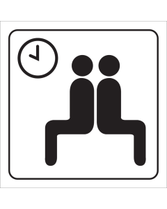 Witte sticker met pictogram om een wachtruimte aan te duiden