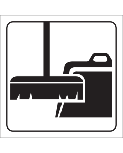 Witte sticker met pictogram voor het aanduiden van een werkkast