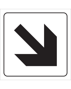 Witte sticker met zwarte pijl voor het aanduiden van de richting van de uitgang