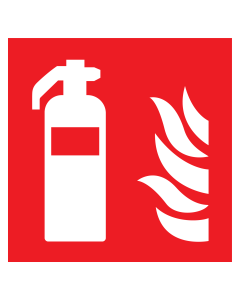Sticker met pictogram van een brandblusser met vlam (greenline)