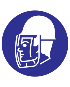 Greenline UV sticker met pictogram om aan te duiden dat het dragen van gelaatsbescherming verplicht is