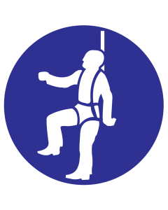 Greenline UV sticker met pictogram om aan te duiden dat een veiligheidsharnas verplicht is