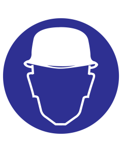 Greenline UV sticker met pictogram om aan te duiden dat het dragen van een veiligheidshelm verplicht is