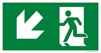 Pictogram nooduitgang links omlaag ISO 7010