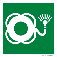 Pictogram reddingsboei met licht ISO 7010