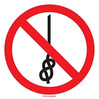 Pictogram geen knopen in touw volgens ISO 7010